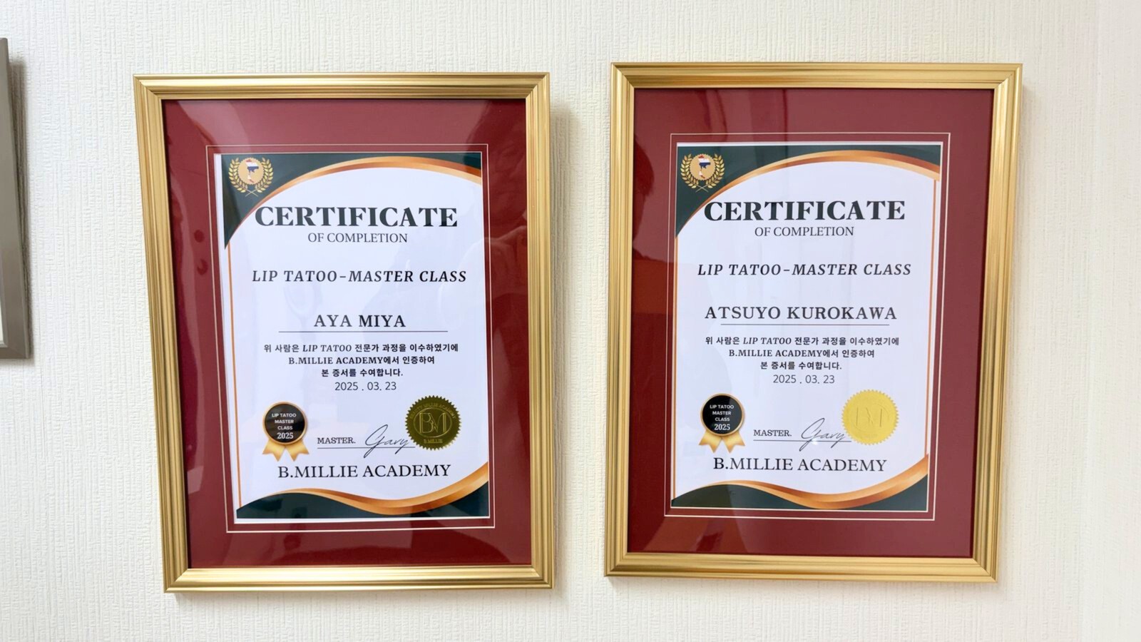 リップアート認定証